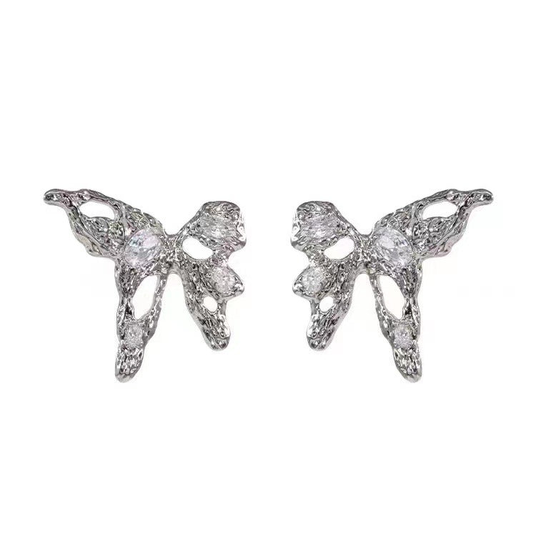 Pendientes de aleación de circón de mariposa de metal al por mayor